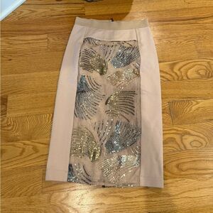 Elegant Beige Sequin Skirt